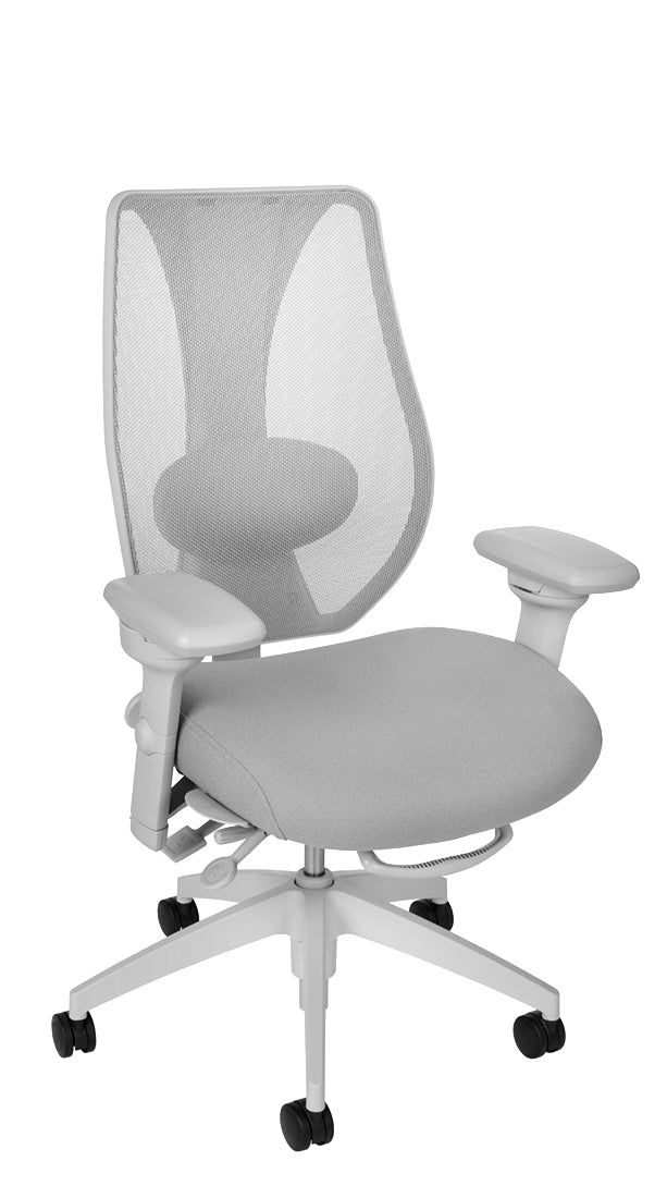 tCentric Hybrid with Mesh Backrest and Upholstered Seat, Light Grey Frame