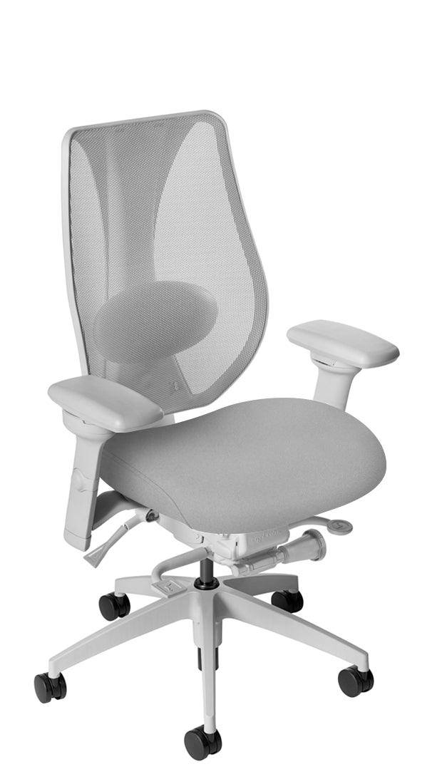 tCentric Hybrid with Mesh Backrest and Upholstered Seat, Light Grey Frame